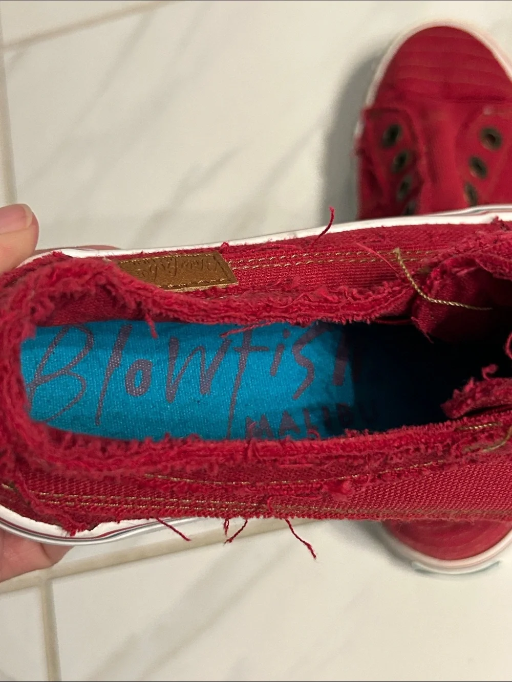 Blowfish Crimson Frayed Slip-On Canvas Sneakers